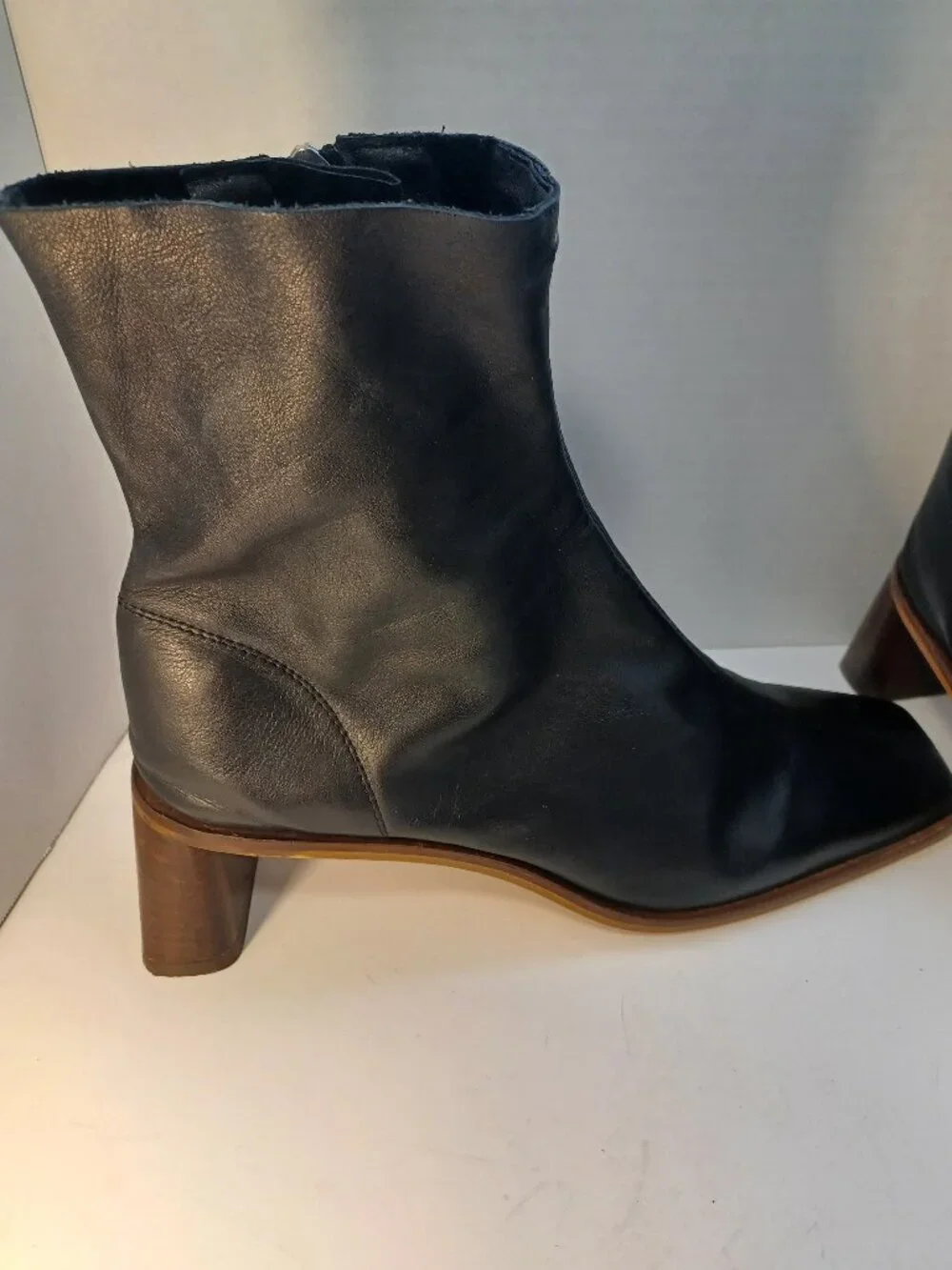 TOPSHOP Black Leather Ankle Boots Size 39 (US 9)